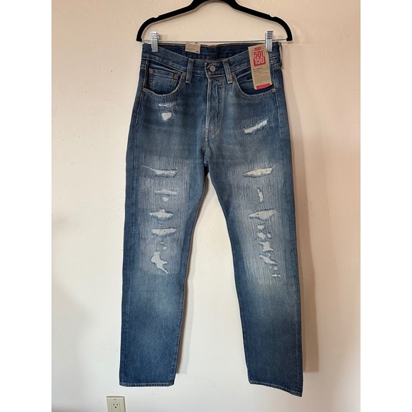 Levi's Other - Levis 501 150th Anniversary Mens Straight Leg Distressed Jeans Blue 29x34 NEW